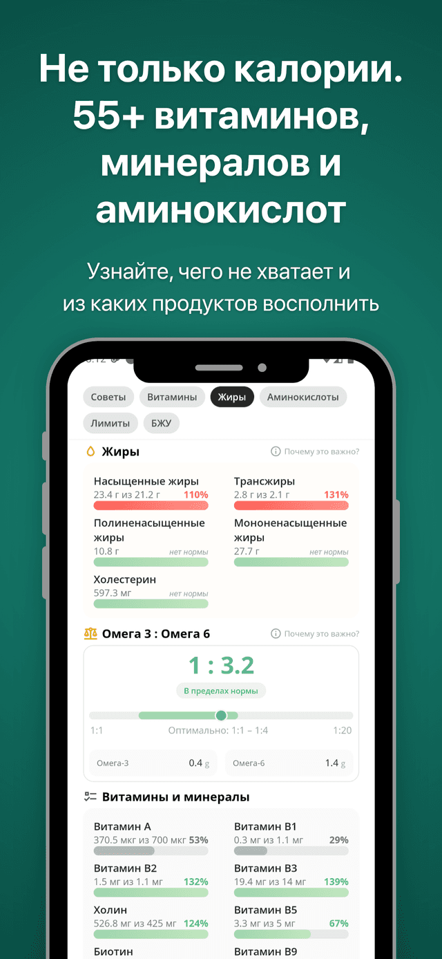 Экран Nutria с 55+ витаминами, минералами и аминокислотами