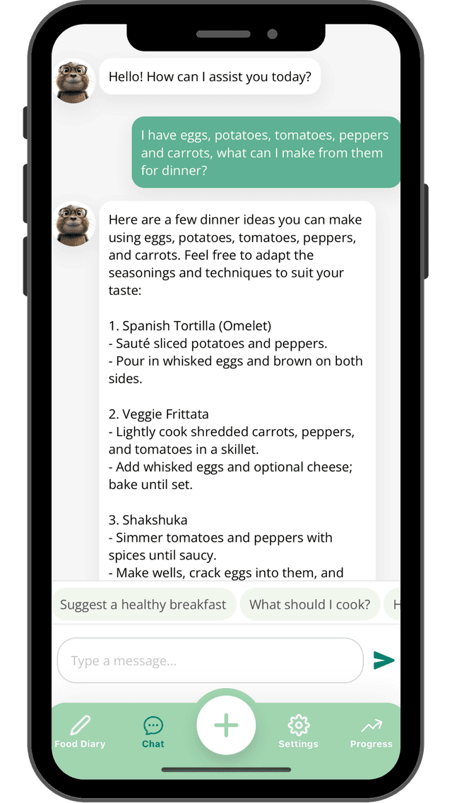 Chat with your nutrition assistant for tips and suggestions.